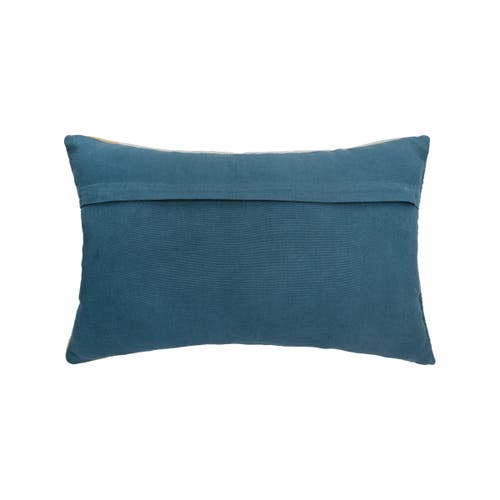Carol & Frank Rory Blue Sand & Gold Cotton Blend Accent Pillow 14" X 22" In Multi