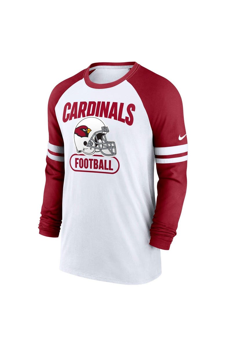 Nike Men's Nike White/Cardinal Arizona Cardinals Throwback Raglan Long Sleeve T-Shirt, Alternate, color, 
