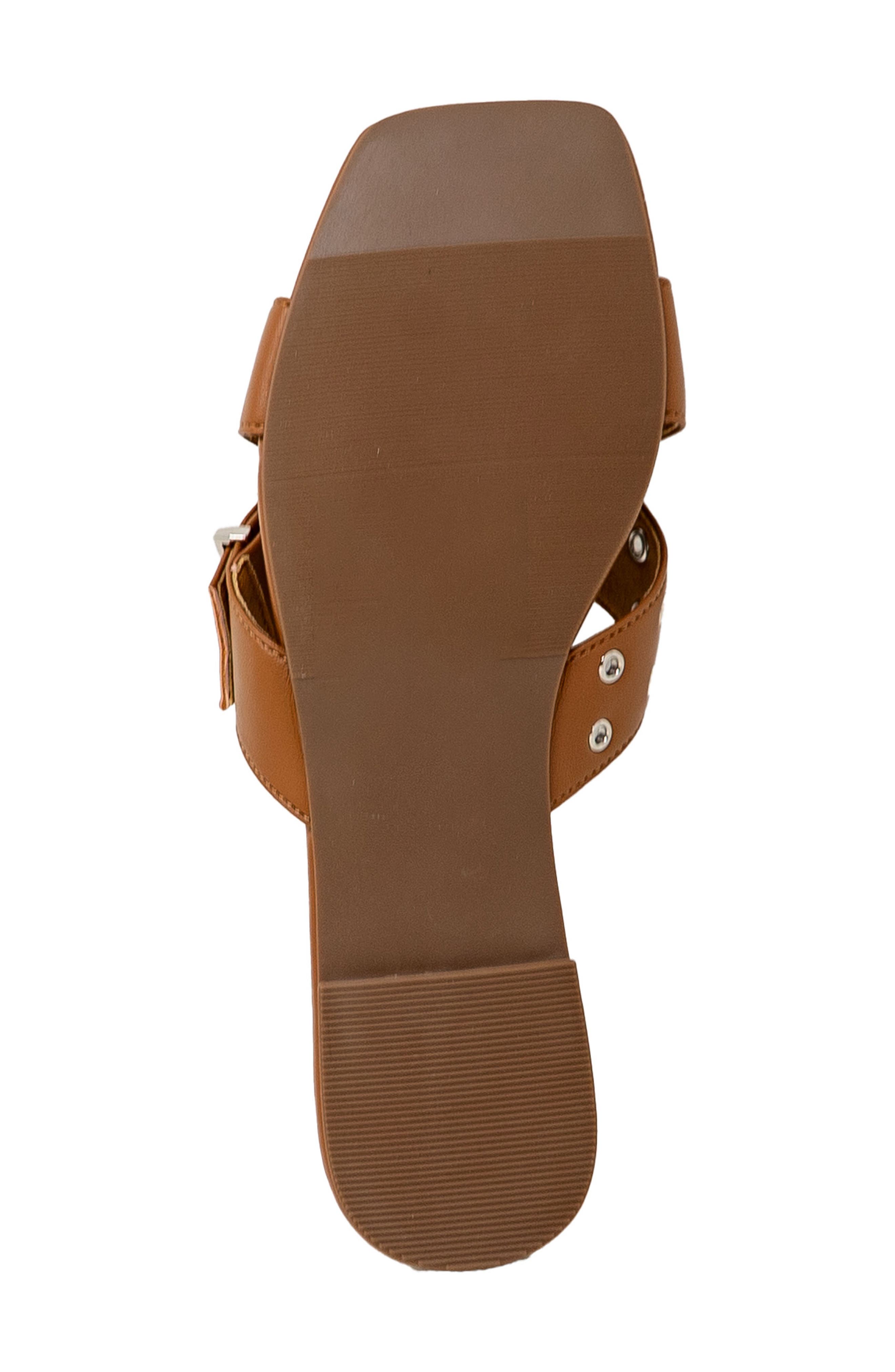 Grommet Cross Strap Slide Sandal, Alternate, color, TAN PU