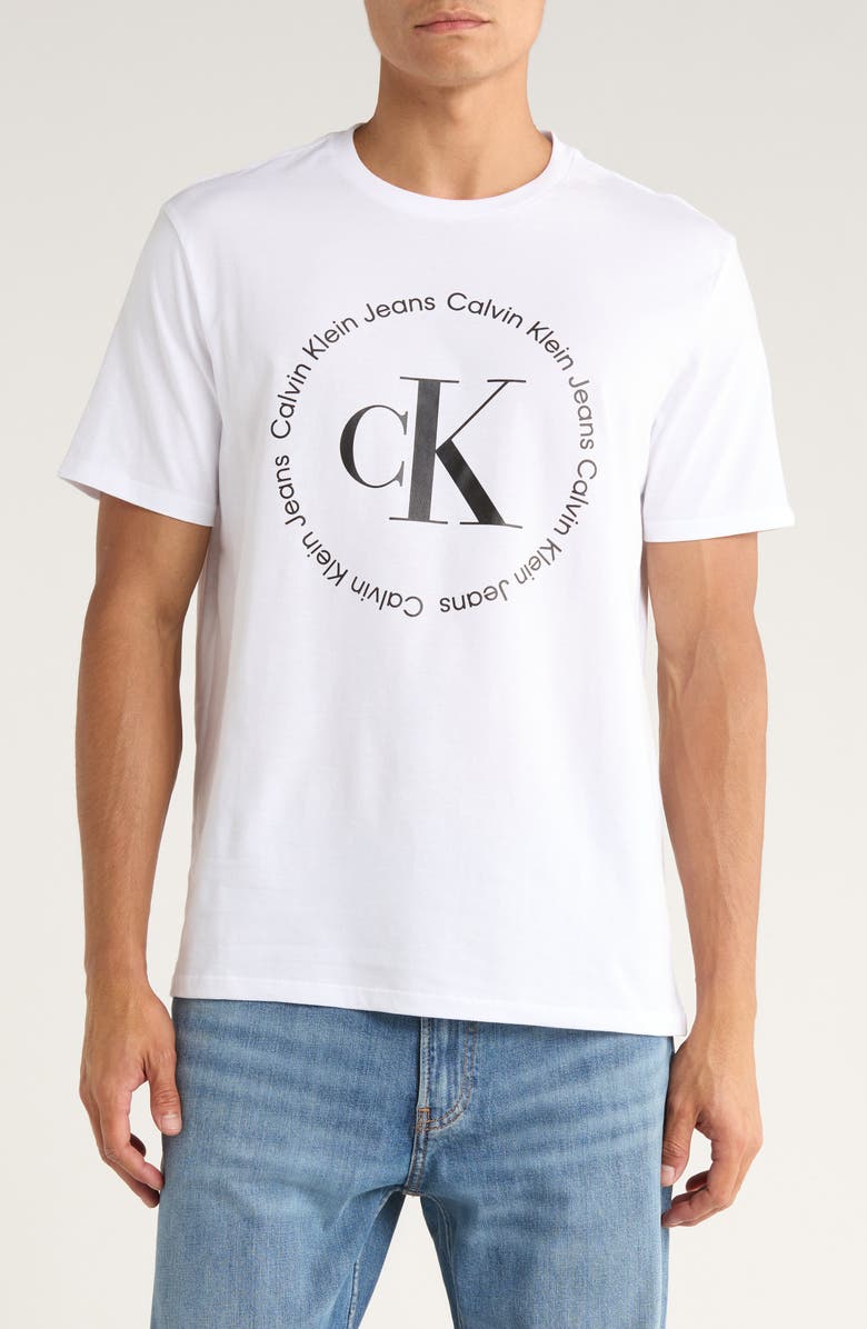 Calvin Klein Circle Monogram Cotton Graphic T-Shirt, Main, color, Brilliant White