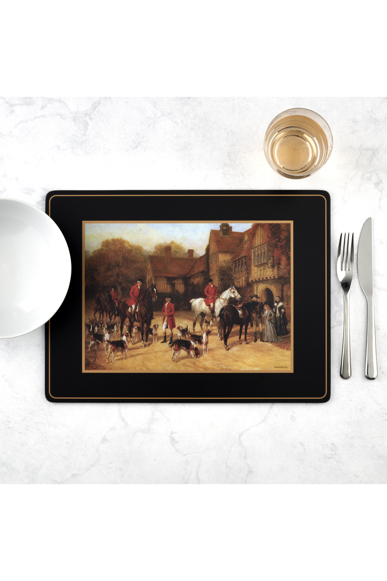 Tally Ho Set of 4 Cork Back Placemats, Alternate, color, Multi