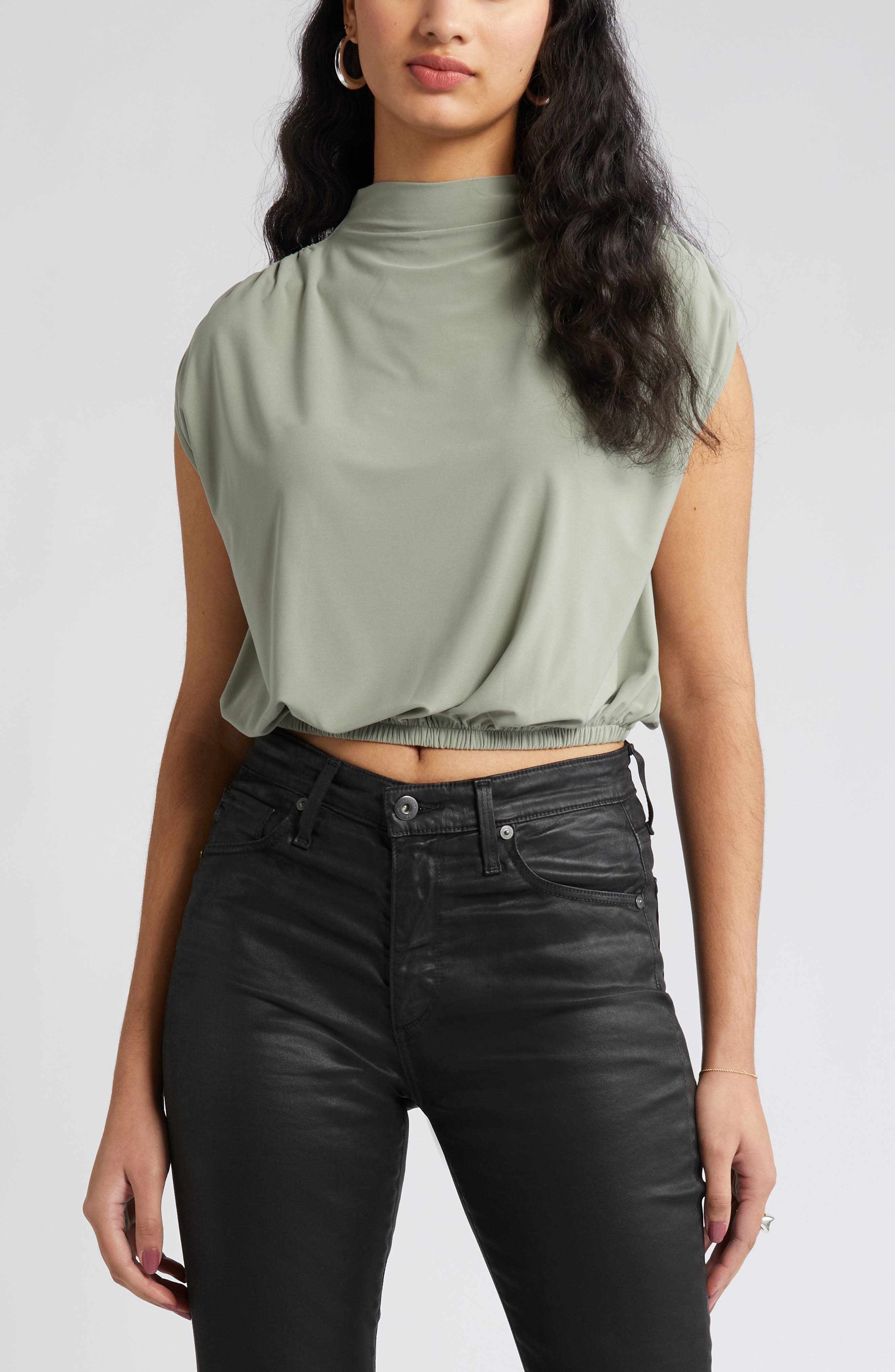 Knit Blouson Crop Top