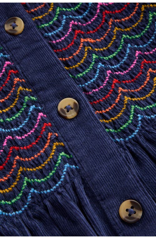 Mini Boden Kids' Smocked Corduroy Dress In Blue