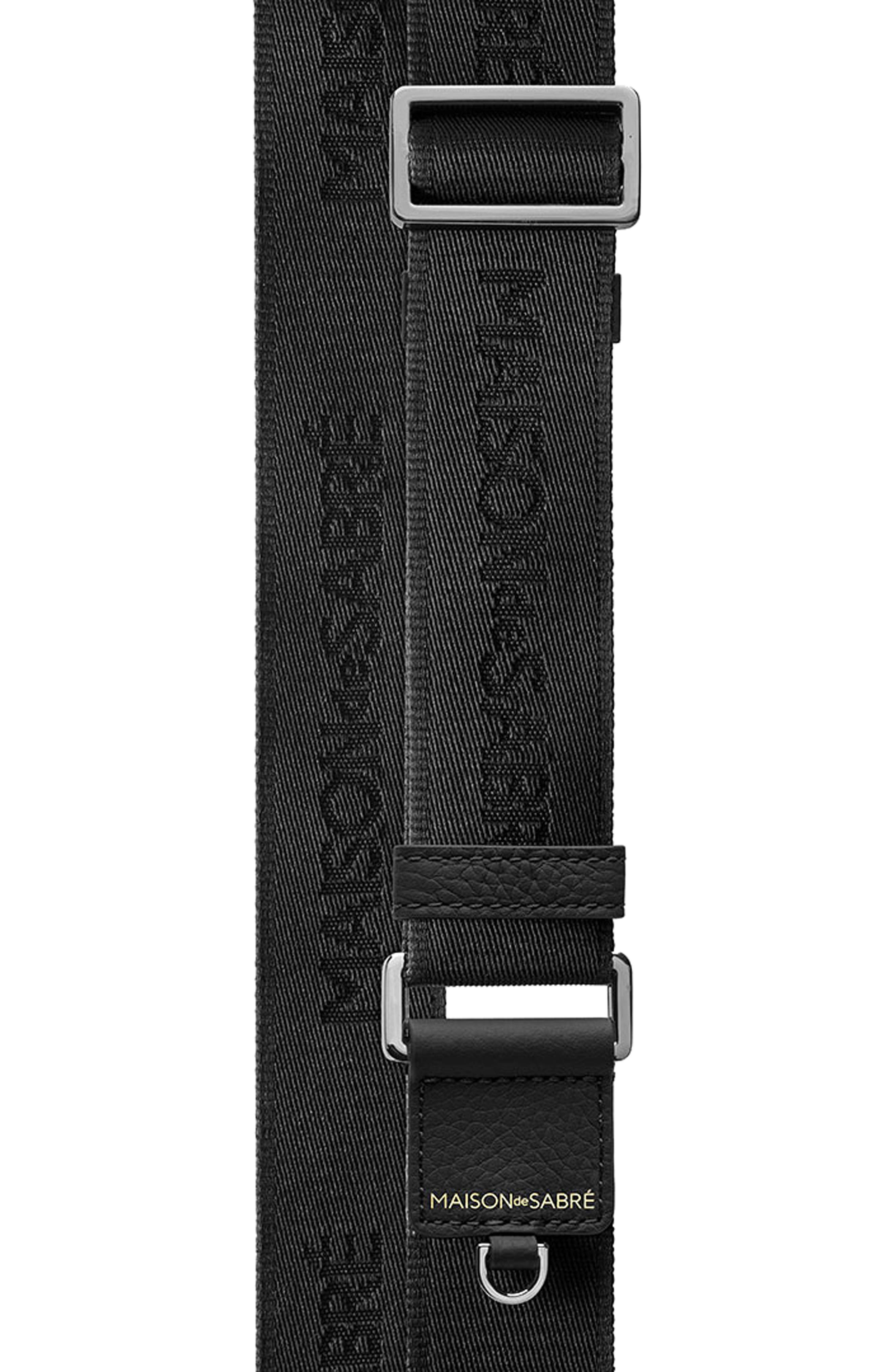 MAISON de SABRÉ Small Leather Messenger Bag, Alternate, color, Black Caviar