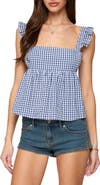 EDIKTED Jenson Gingham Tie Back Tank