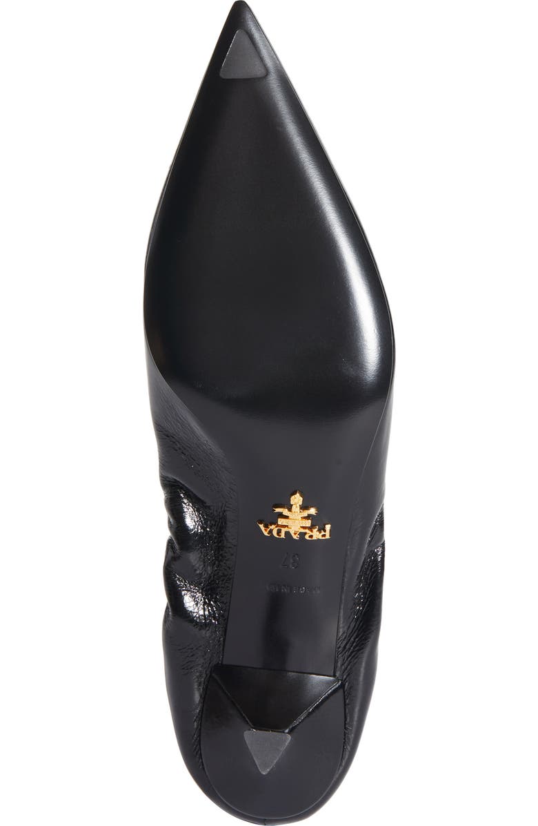 Prada Ruched Logo Kitten Heel Pump, Alternate, color, Nero