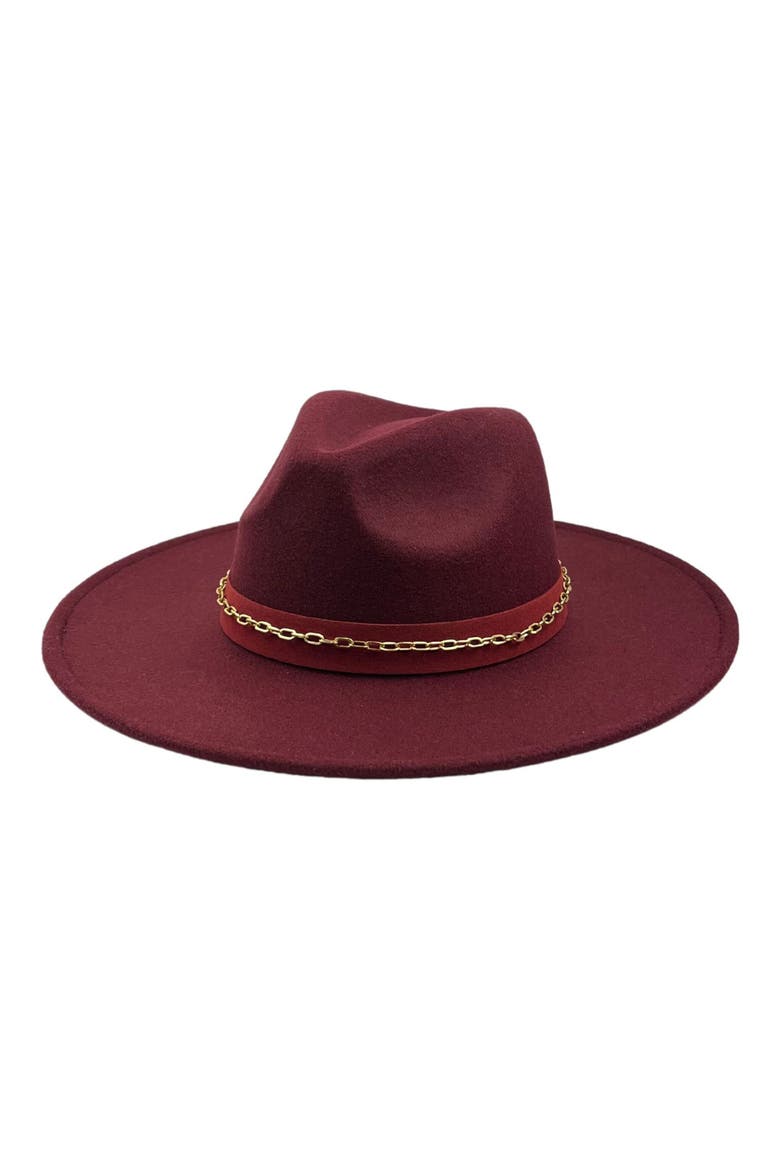 Chain Felt Panama Hat, Main, color, BURGUNDY