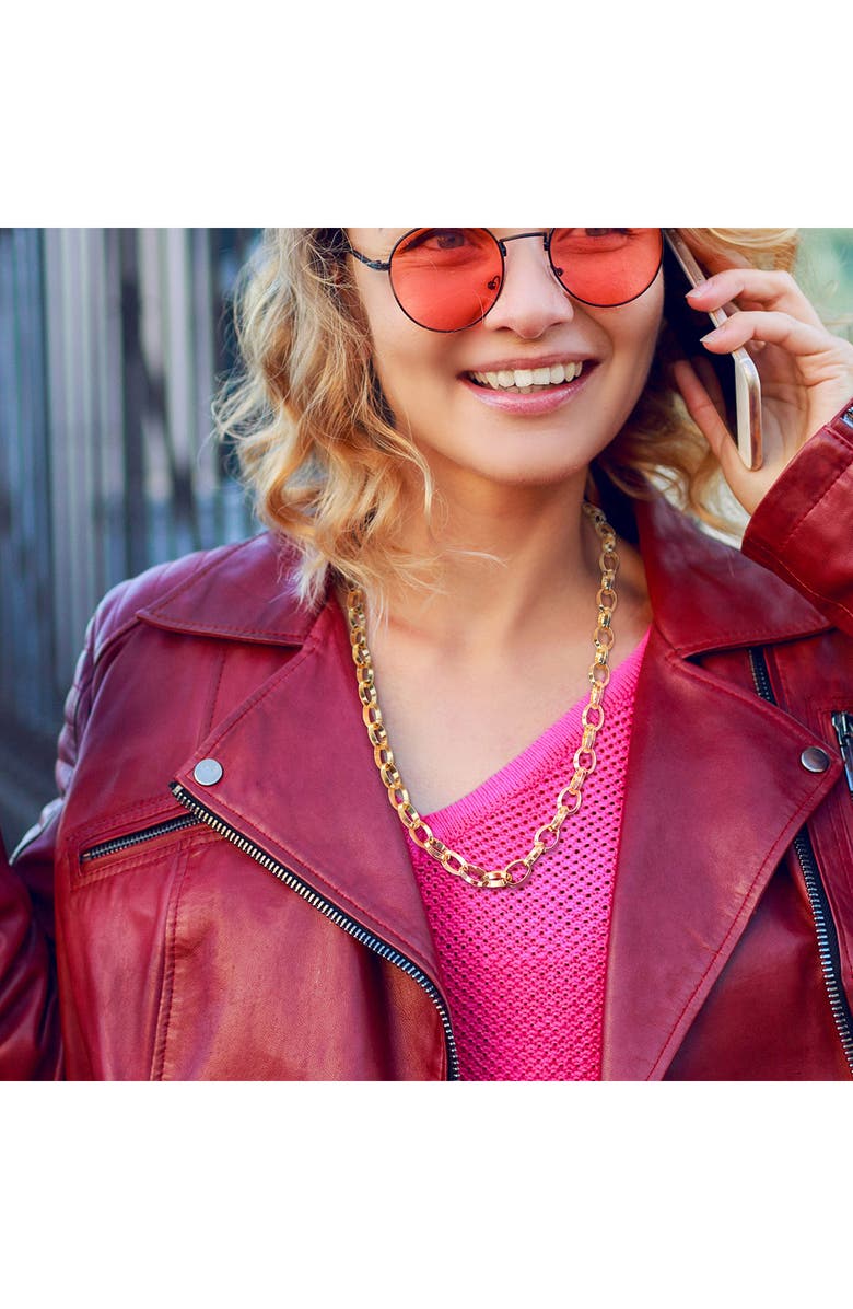 DELMAR Men's Rolo Link Chain Necklace, Alternate, color, Yellow