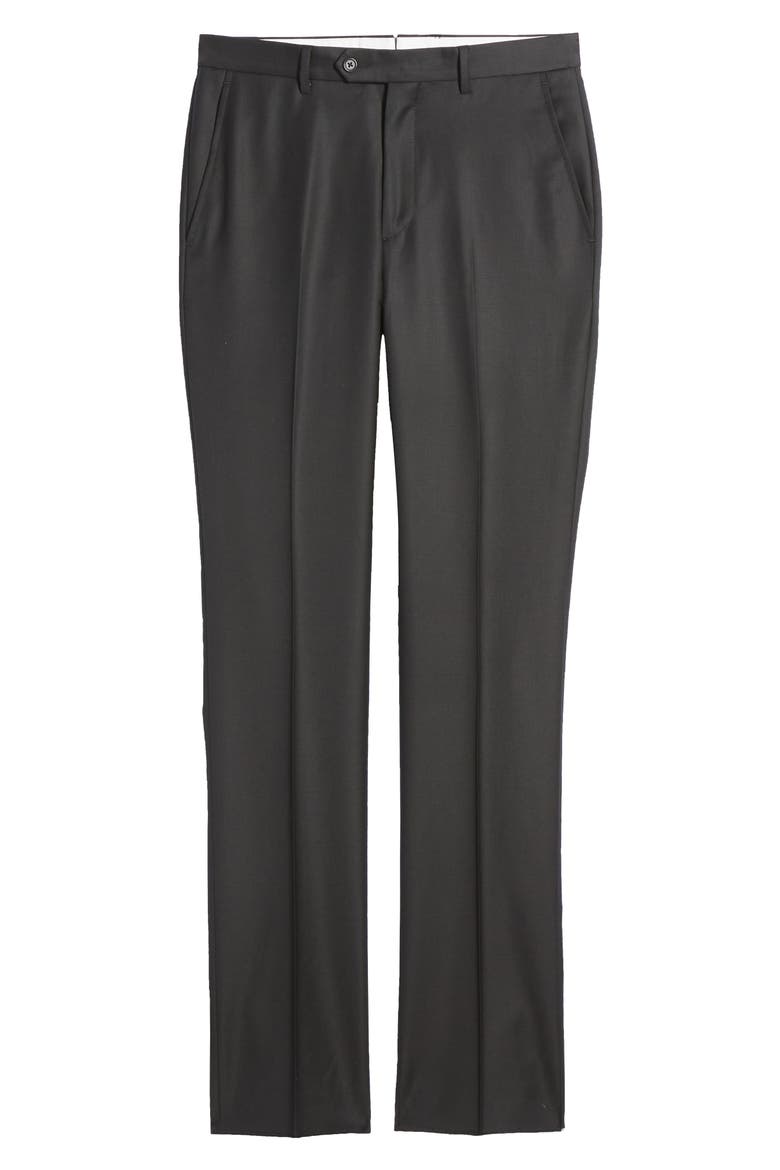 Roma Flat Front Loro Piana Wool Serge Dress Pants, Alternate, color, BLACK