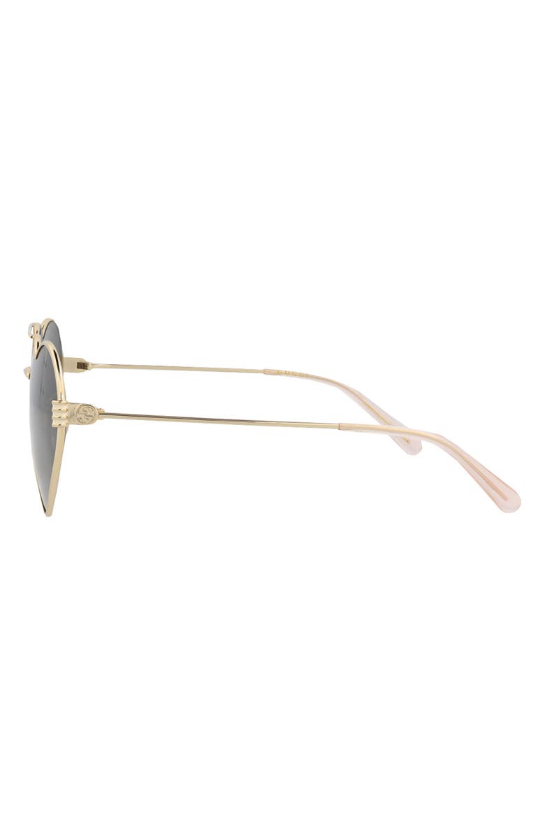 Gucci 62mm Heart Aviator Sunglasses, Alternate, color, Gold Gold Grey