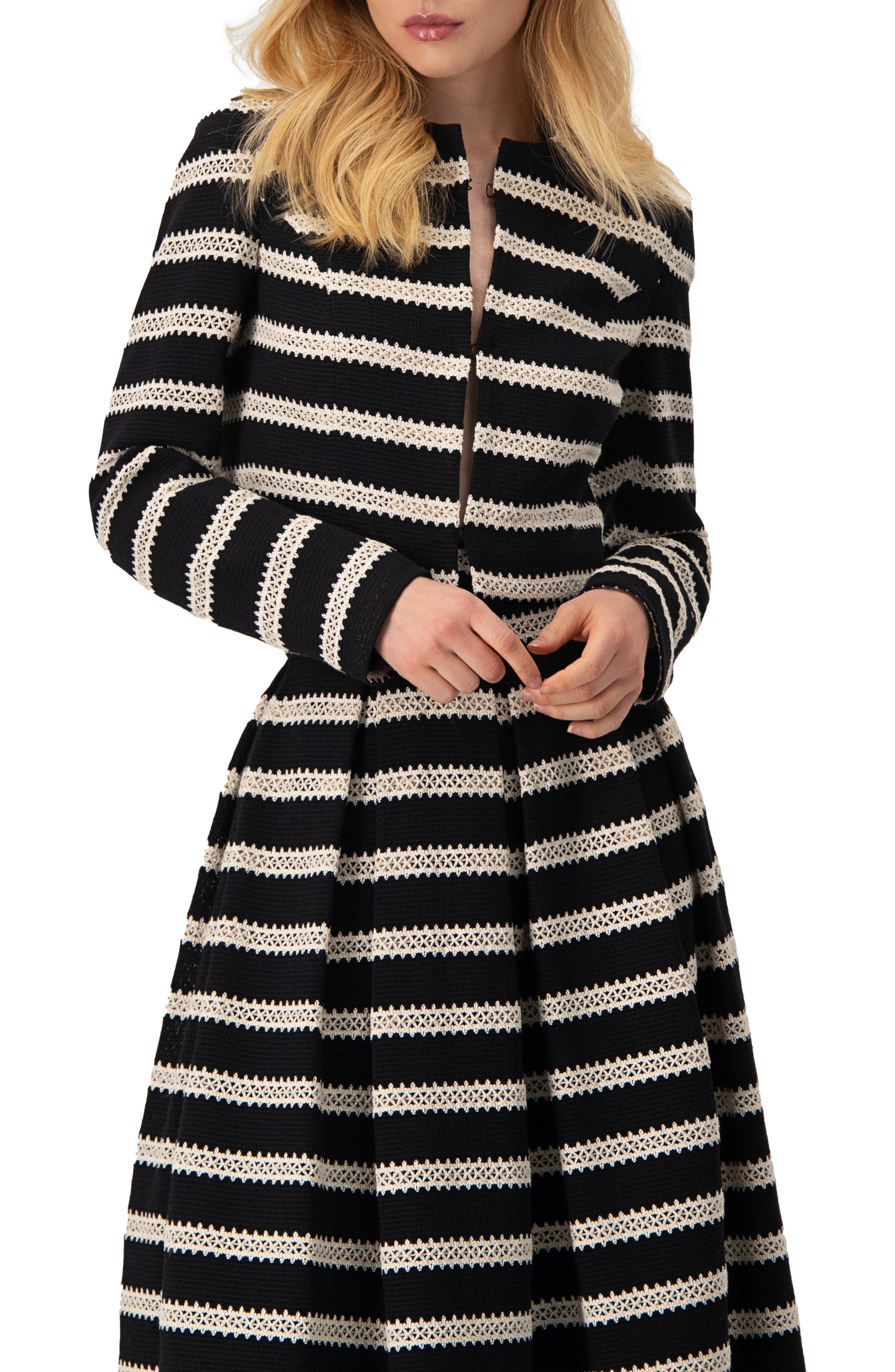 Striped Cropped Jacket with Modern Detailing