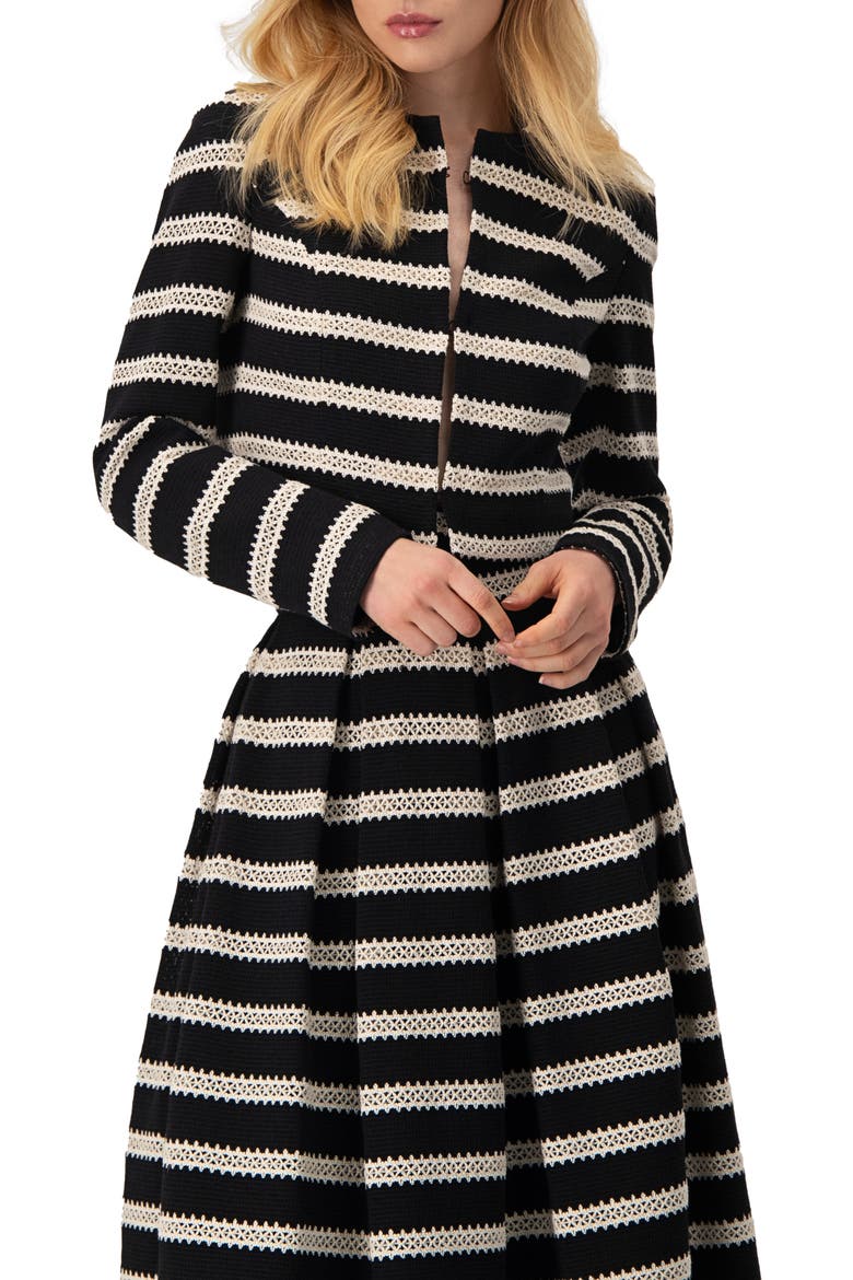 Striped Cropped Jacket with Modern Detailing, Main, color, Black