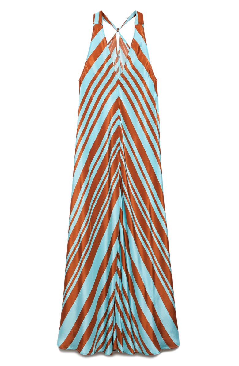 MANGO Chevron Print Satin Maxi Dress, Alternate, color, 