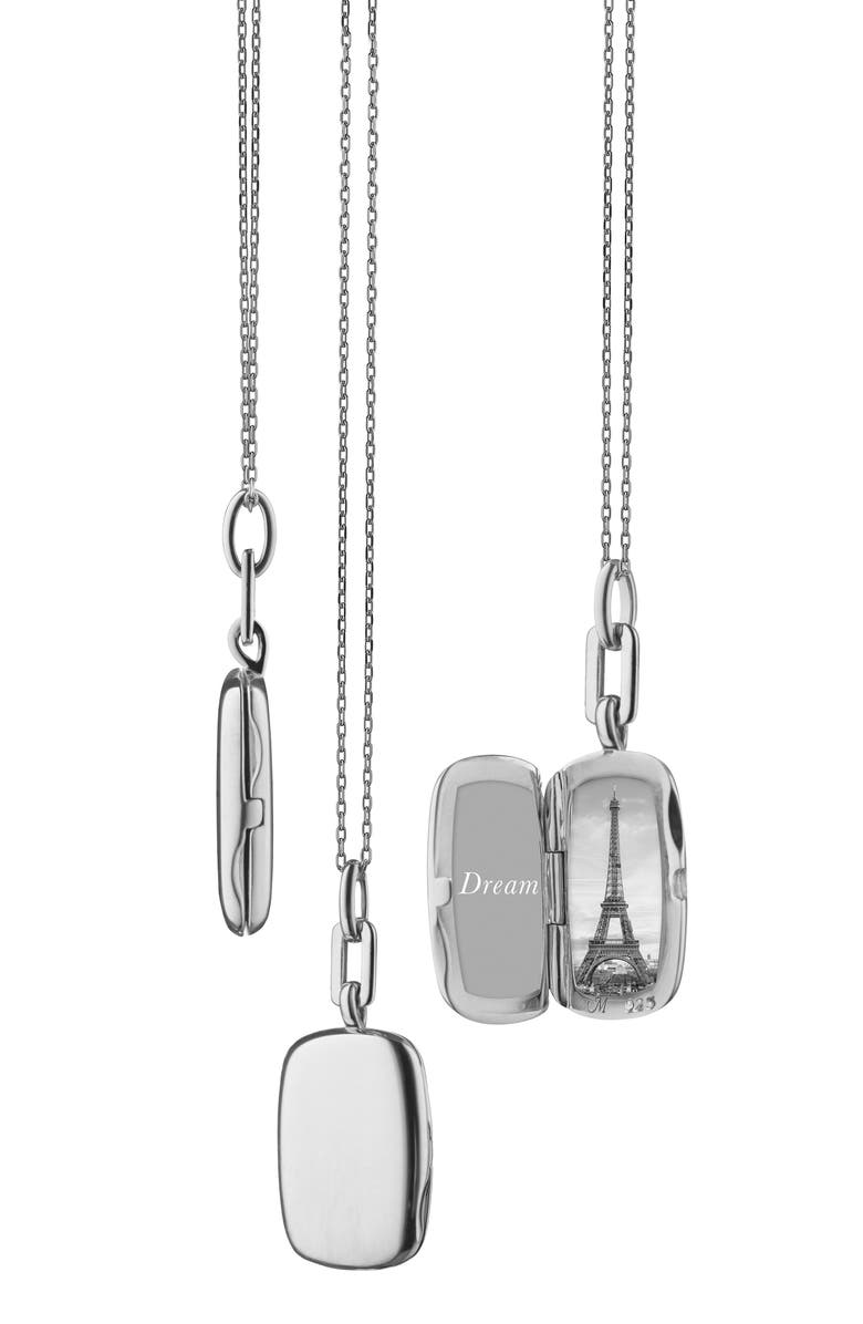 Monica Rich Kosann Slim Rectangular Locket Necklace, Main, color, Sterling Silver