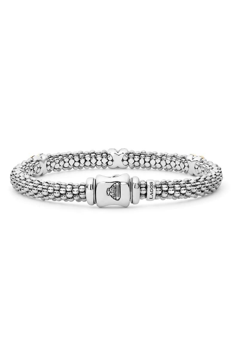 LAGOS Signature Caviar Diamond Rope Bracelet, Main, color, Silver/ Gold