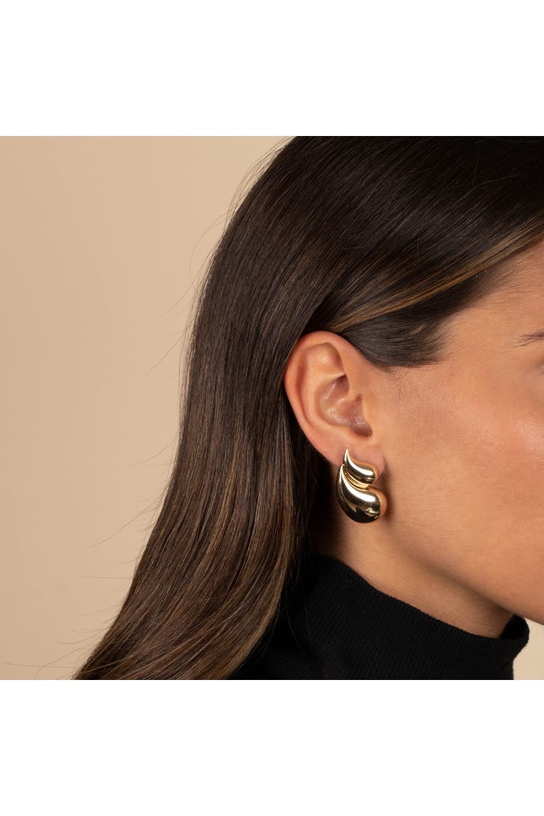Solid Double Graduated Teardrop Stud Earring, Alternate, color, Gold