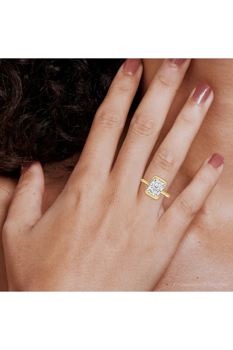 Certified 4Ct Radiant Cut Diamond Bezel Engagement Ring Gold Lab Grown, Alternate, color, 14k Yellow Gold