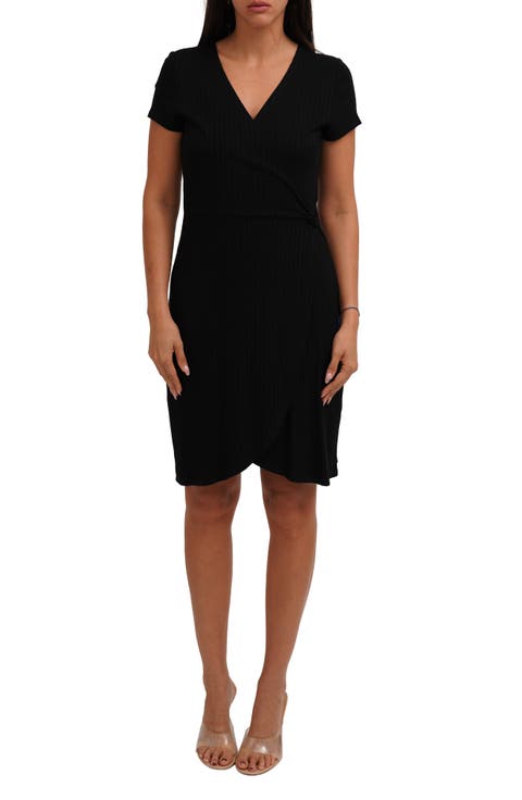 Wrap Style Rib Knit Dress