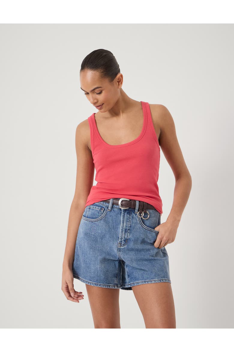 Scoop Neck Ribbed Vest, Main, color, Watermelon Red