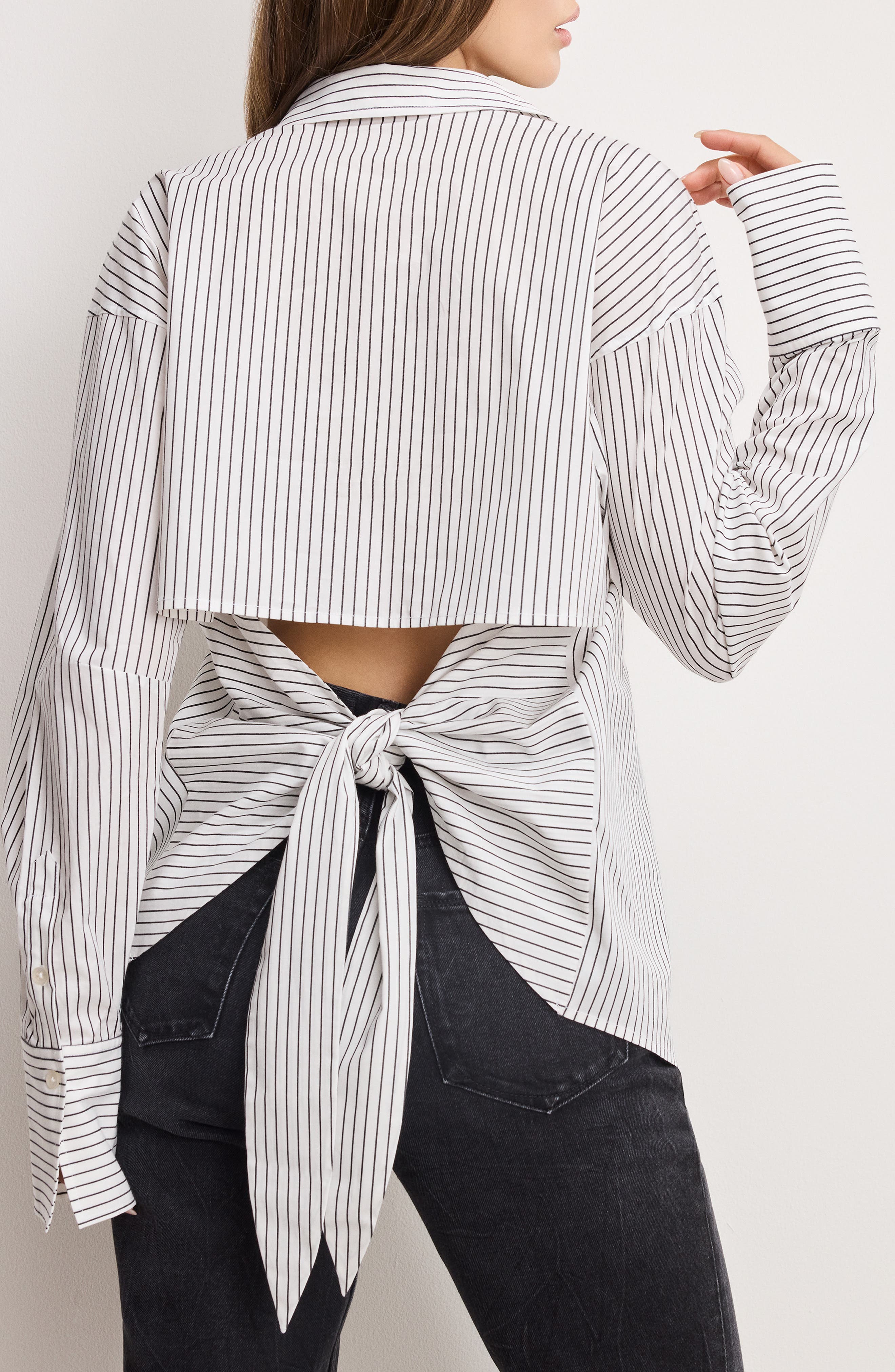 Stripe Stretch Cotton Poplin Button-Up Shirt - image 2