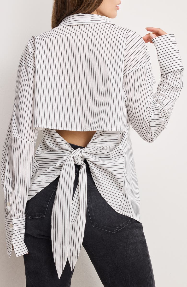 Good American Stripe Stretch Cotton Poplin Button-Up Shirt, Alternate, color, Bcw Pinstripe001