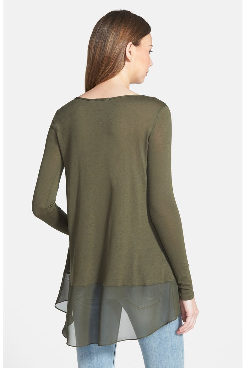 Chiffon Hem Tee, Alternate, color, OLIVE