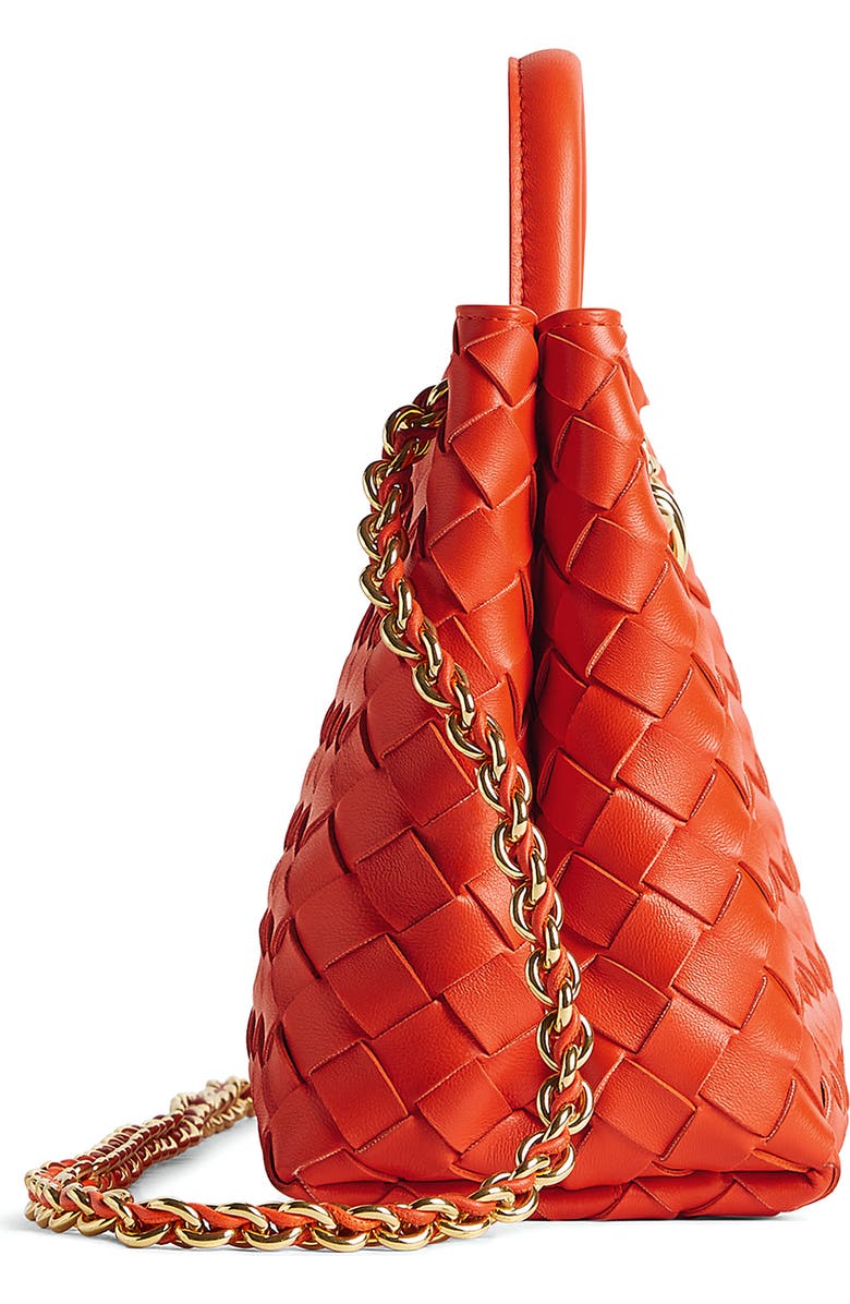 Bottega Veneta Small Andiamo Chain Leather Shoulder Bag, Alternate, color, Orange-Brass