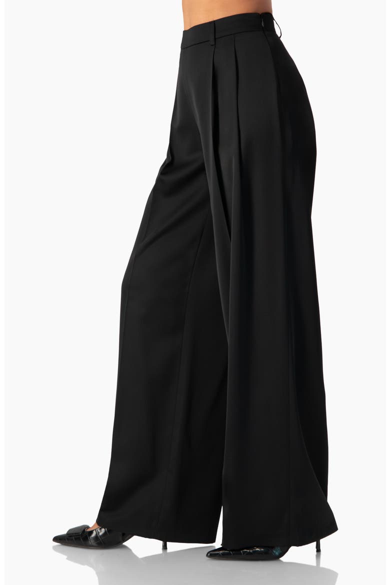 Satin Wide Leg Tailored Pants, Alternate, color, Black