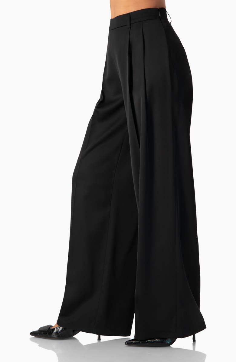IVONNE Satin Wide Leg Tailored Pants, Alternate, color, Black