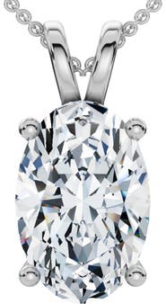 Bliss Diamond Oval Solitaire Diamond 4-Prong Pendant 14k Gold 18" Necklace Lab Grown