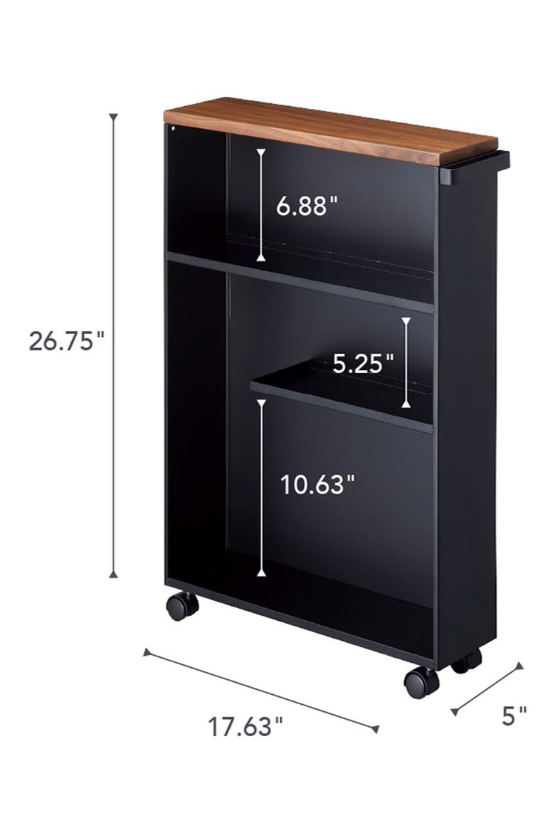 Tower Slim Rolling Bathroom Cabinet, Alternate, color, BLACK