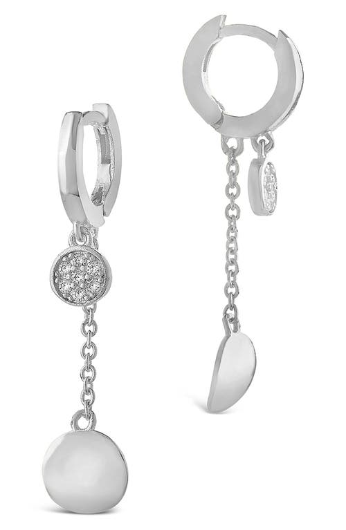 Sterling Forever Disk Charm Hoops In Metallic