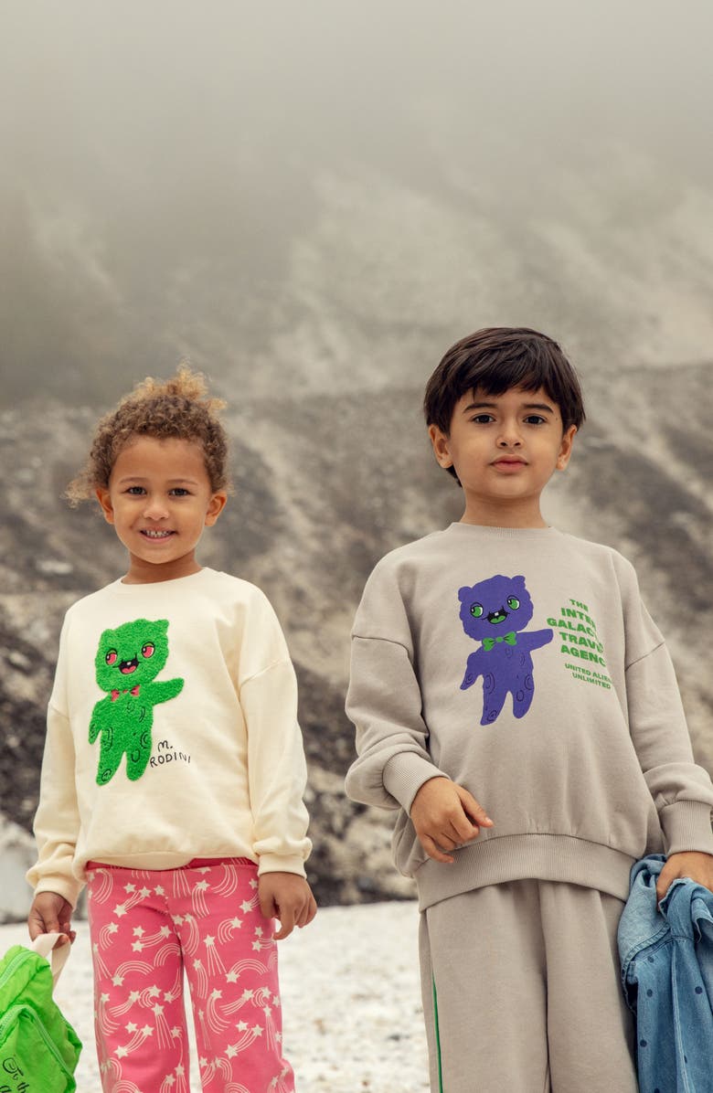 Mini Rodini Kids' Alien Chenille Appliqué Sweatshirt, Alternate, color, Black