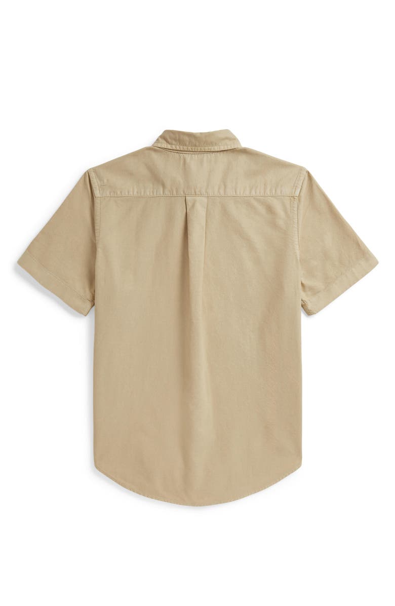 Polo Ralph Lauren Kids' Short Sleeve Cotton Oxford Button-Down Shirt, Alternate, color, Tallow Cream