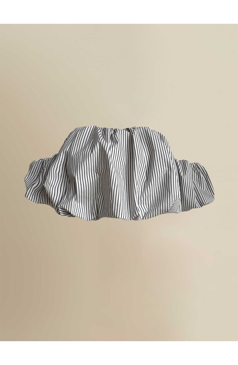 Contessa Mills Good Striped Bubble Silhouette Off-Shoulder Crop Top, Main, color, Black-White