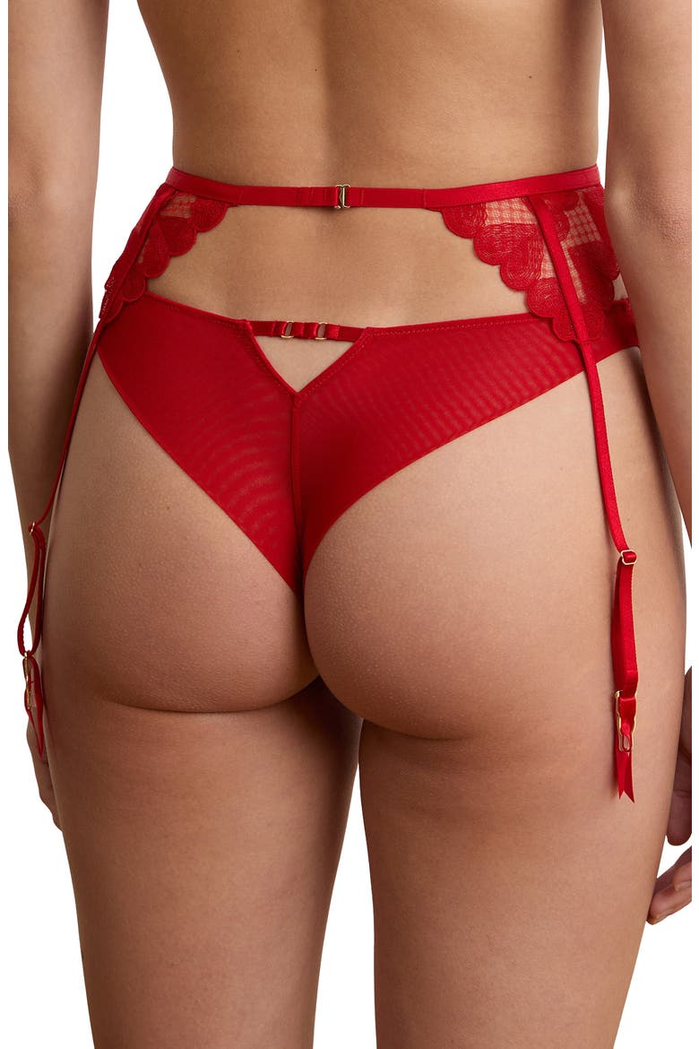 Desir Heart Embroidered Garter Belt, Alternate, color, RED