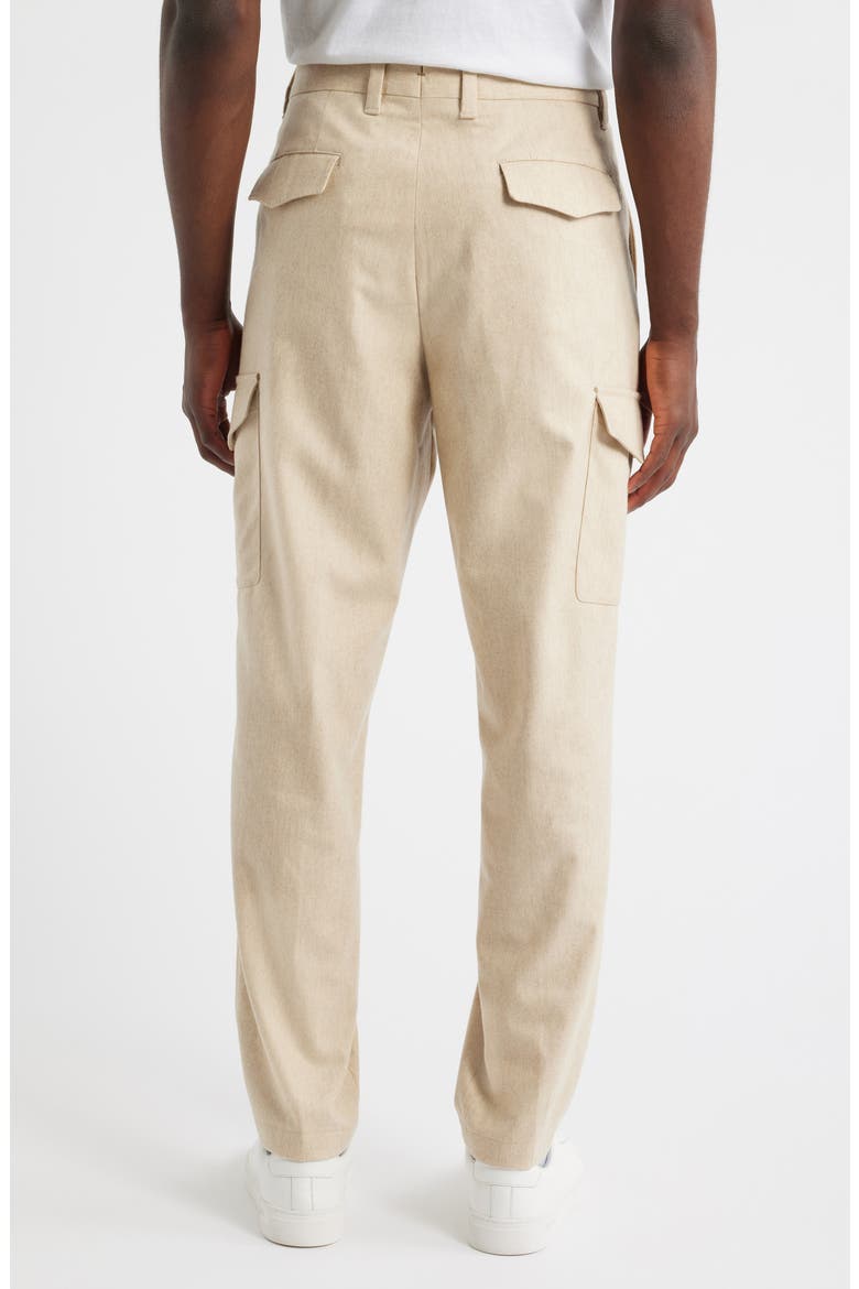 Pagol Tapered Fit Flat Front Wool & Cotton Blend Cargo Pants, Alternate, color, OPEN BEIGE