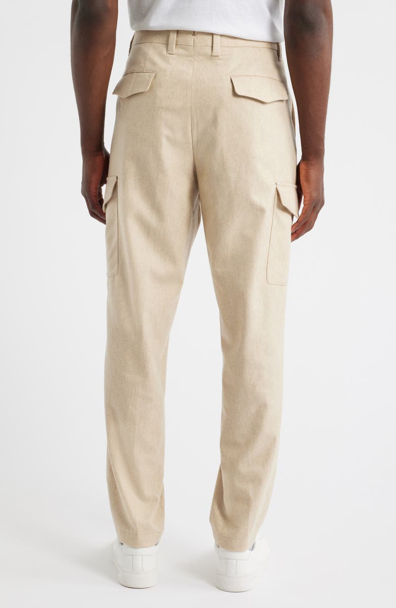 BOSS Pagol Tapered Fit Flat Front Wool & Cotton Blend Cargo Pants, Alternate, color, Open Beige