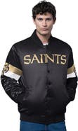 STARTER Men's Starter Black New Orleans Saints Triple Option Satin Varsity Full-Snap Jacket