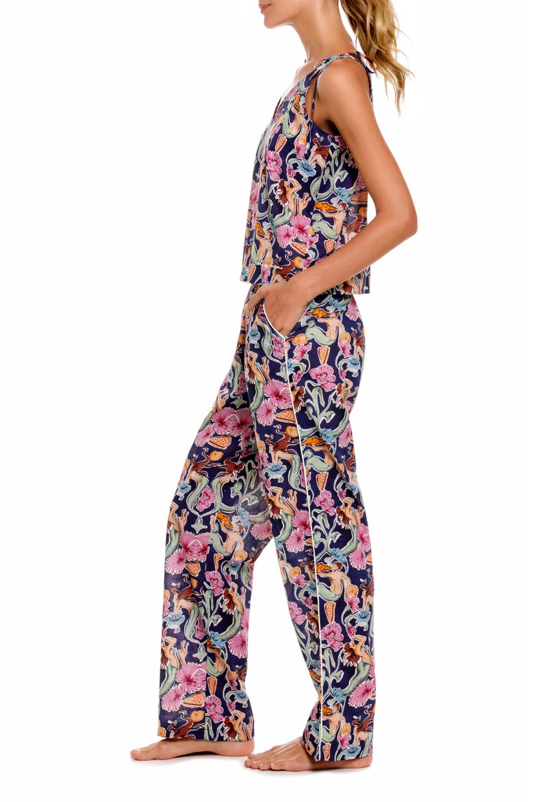 Amelie Mixed Print Cotton Pajamas, Alternate, color, BLUE