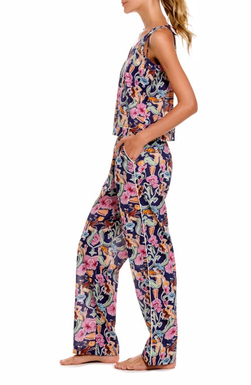The Lazy Poet Amelie Mixed Print Cotton Pajamas In Blue