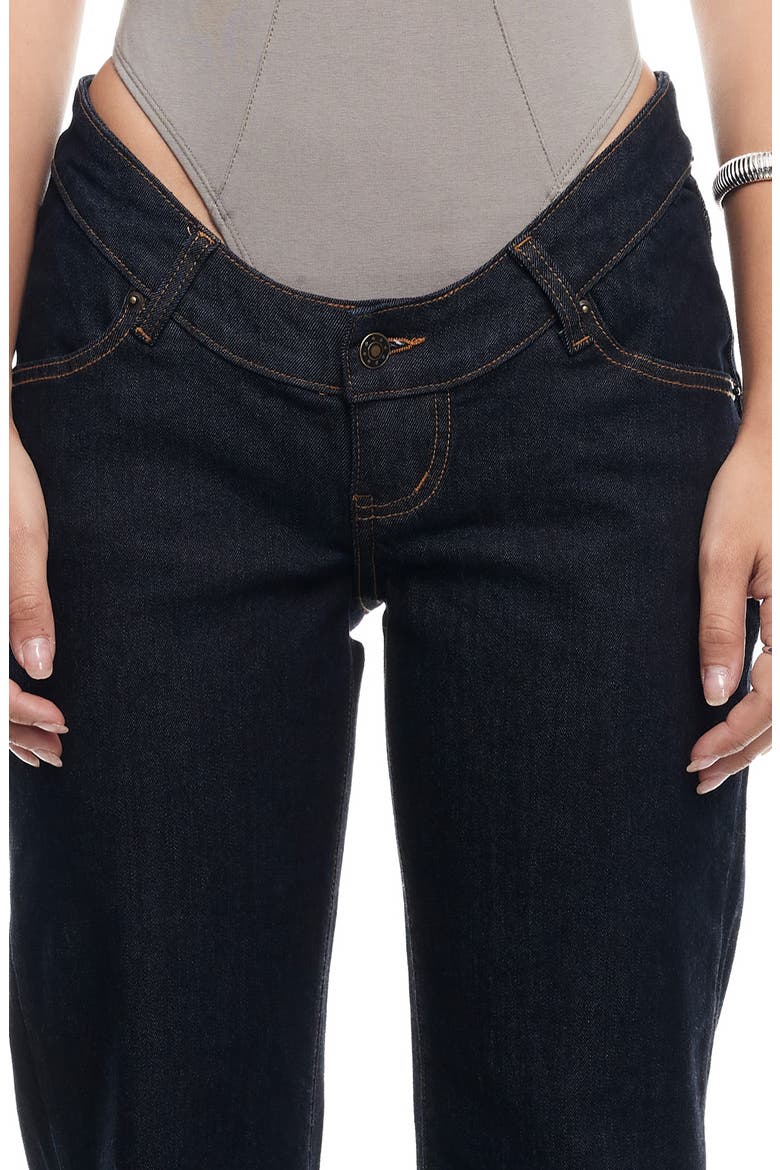 Cocoon Dipped Low Rise Straight Leg Jeans, Alternate, color, DARK DENIM