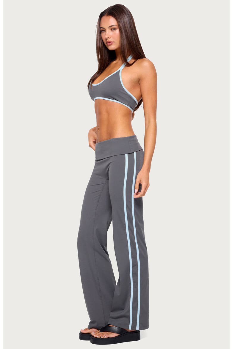 Anica Stripe Foldover Pants, Alternate, color, CHARCOAL