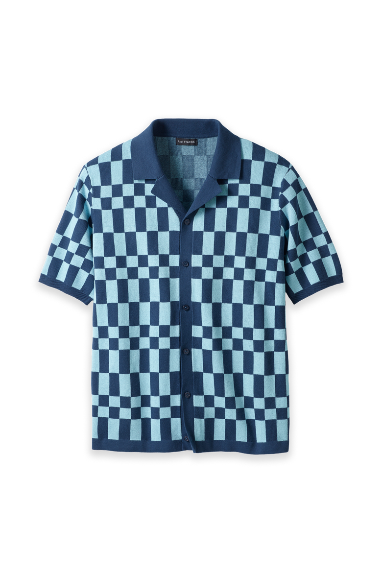 Cotton Button Front Camp Sweater, Main, color, Blue Multi