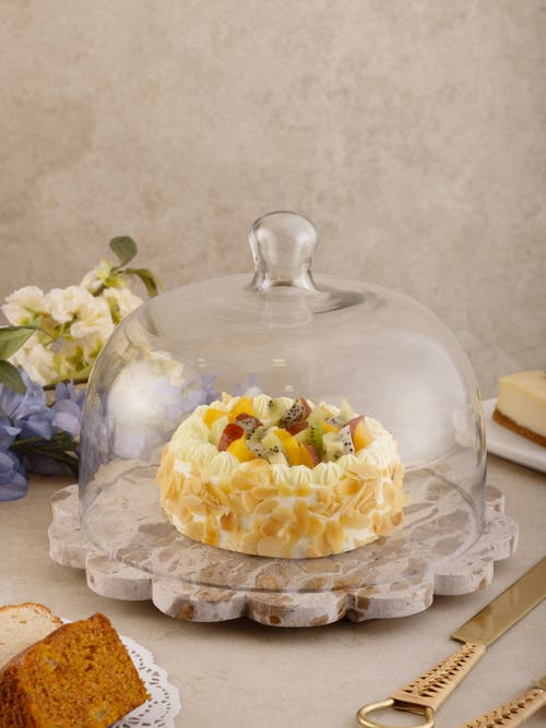 Gauri Kohli Viola Brown Onyx Serving Board With Cloche In Brown