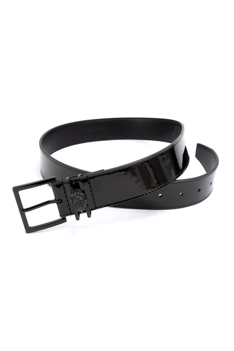 Shoreditch Patent Leather Belt, Alternate, color, BLACK/ SHINY POWDER COAT BLACK