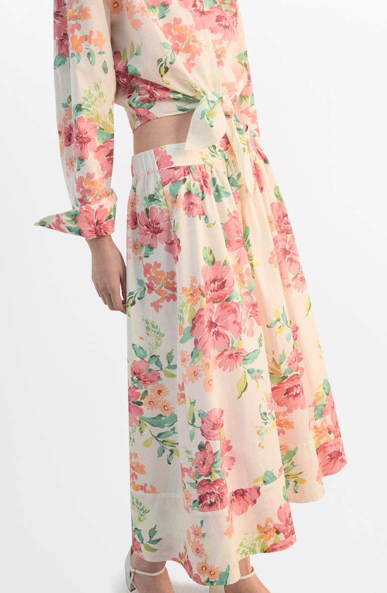 MANGO Floral Midi Skirt, Alternate, color, Off White