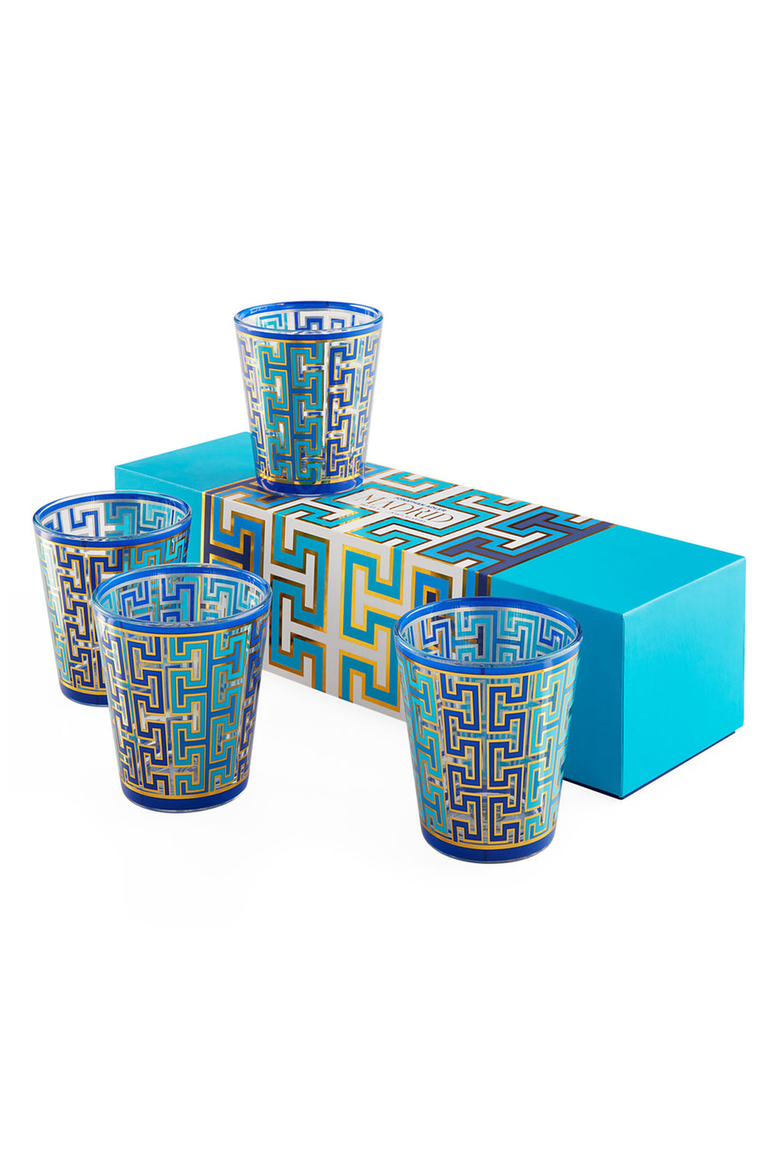 Madrid Glassware Set, Alternate, color, Blue / Gold