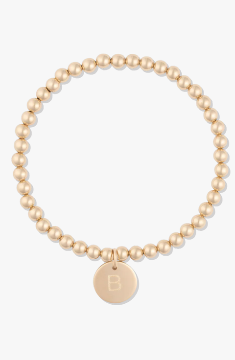 Classic Initial Coin 14k Gold Filled Bead Bracelet
