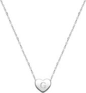 Tiny Blessings Sterling Silver Mini Sliding Heart & Engraved Initial 12-14" Necklace